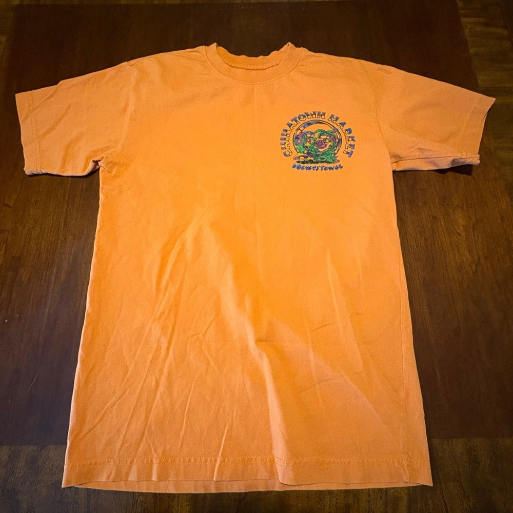 Chinatown Market Graphic T-Shirt Mens Small Orange Back Print Streetwear Skate M